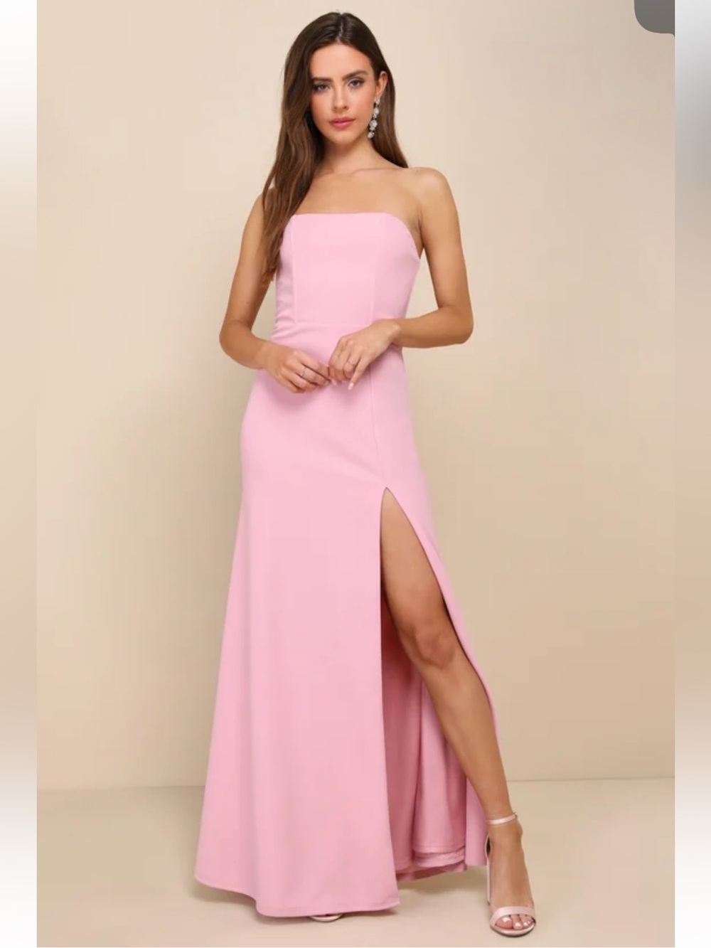 NWT Lulus Night of Compliments Rose Pink Strapless Bustier Maxi Dress